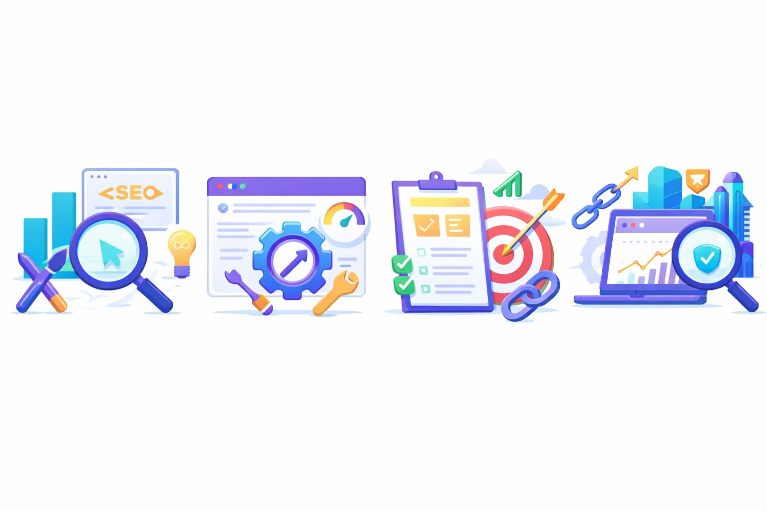 seo çalışması adımlarını açıklayan görsel