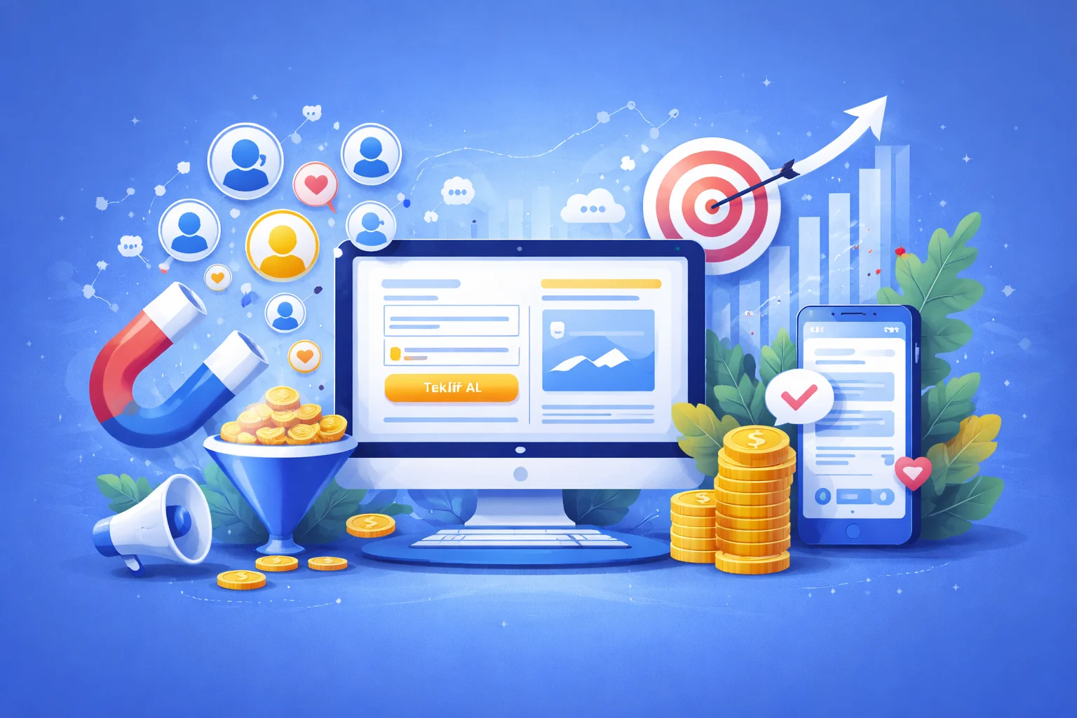 web sitesinin nasıl müşteri getireceğini açıklayan görsel