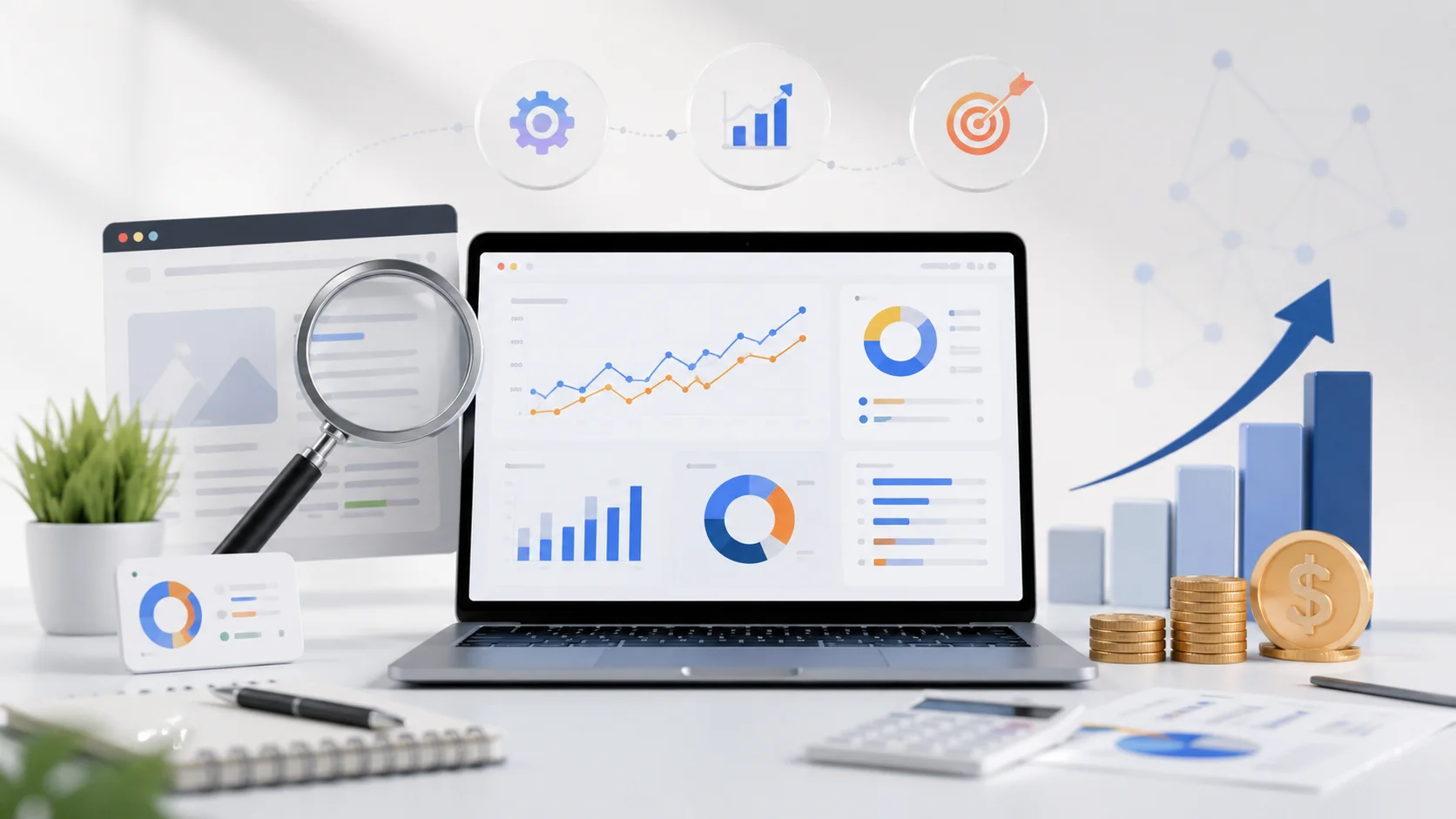 SEO fiyatları nasıl belirlenir rehberi için dijital pazarlama ve analiz temalı görsel